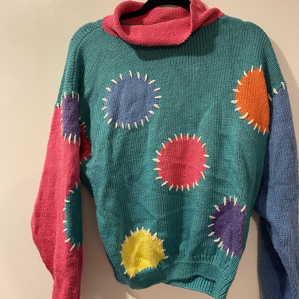 VINTAGE SWEATER with polka dots sizeL